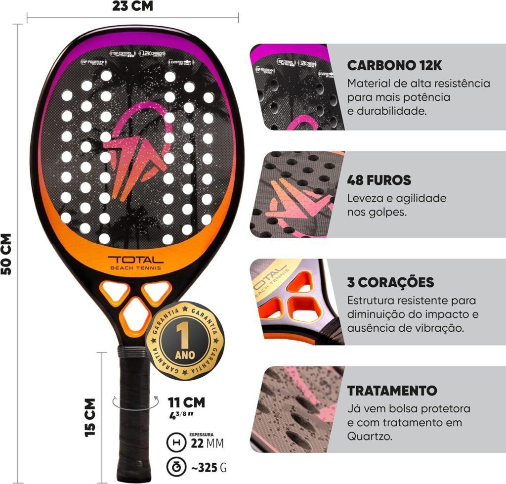 Raquete Beach Tennis Carbono 12k Total Pro Sunset