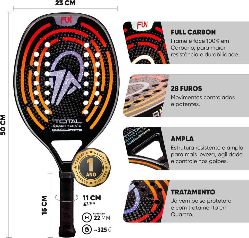 Raquete de Beach Tennis Carbono Total Fun 2025
